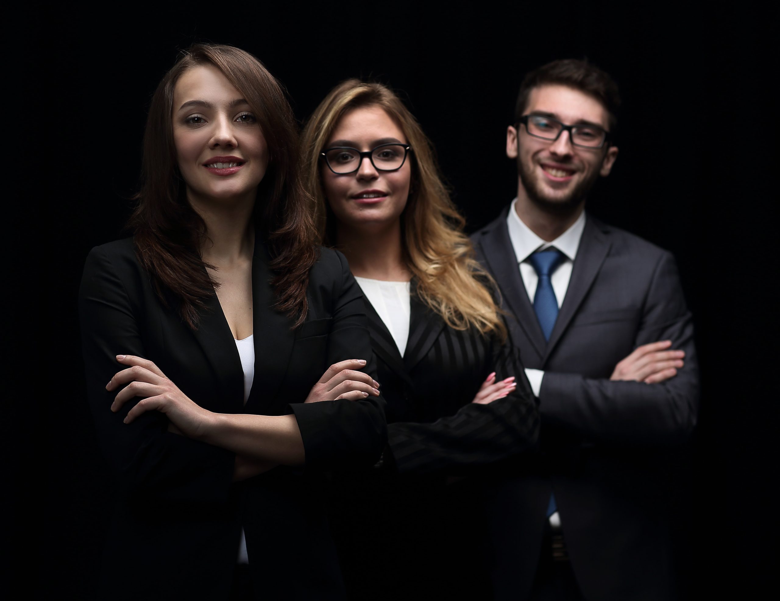 Close up shoot of business team looking confident isolated